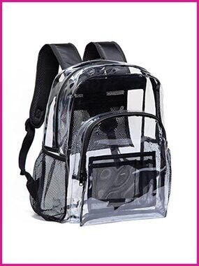 Clear Backpack Heavy Duty PVC 18.5in Large Bookbag School Work Travel